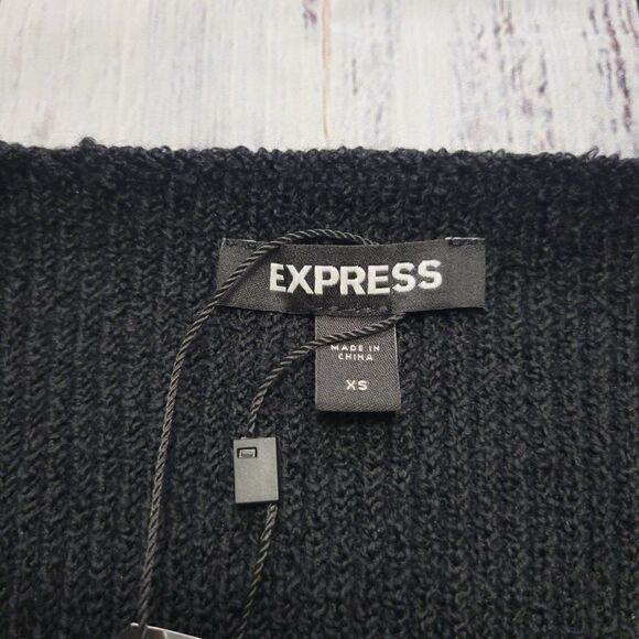 NWT Express Black Women's XS Soft Knit Bishop Long Sleeve Sweater Blouse - Picture 6 of 7